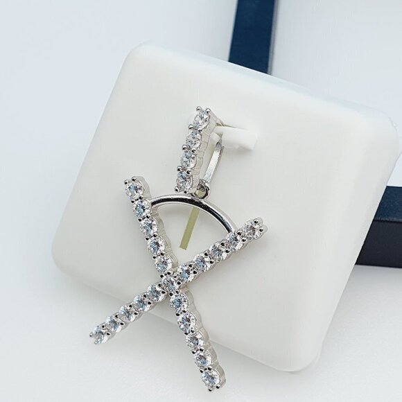 "925 Sterling Silver Cubic Zirconia Initial Pendant, UU1P6A6190 - Picture 6 of 9